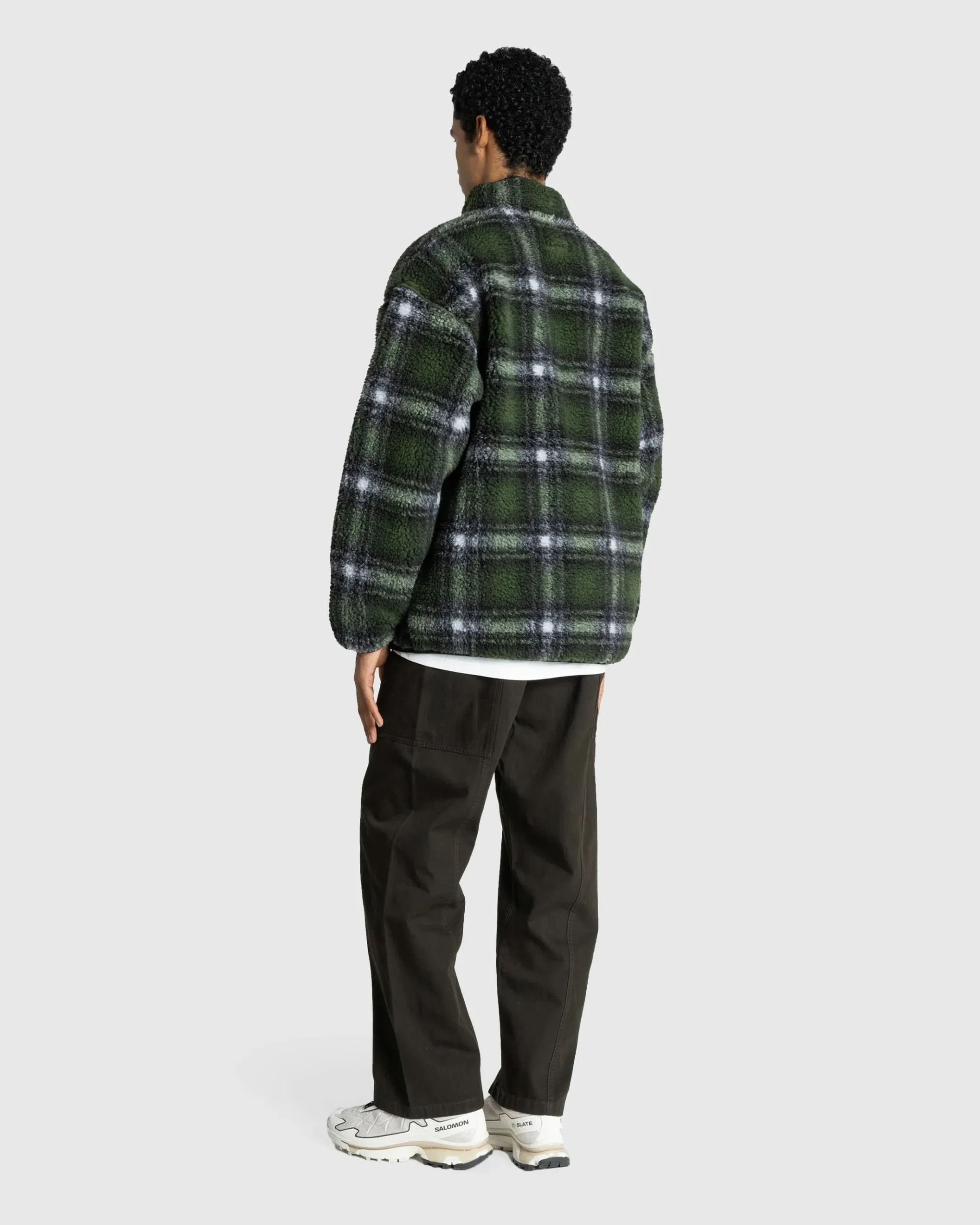 Best Gramicci Shadow Plaid Sherpa Jacket Olive oliveshadowplaid