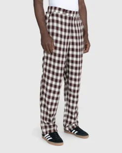 Clearance Bode Shadow Plaid Side-Tie Trousers Brown brownwhite