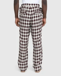 Clearance Bode Shadow Plaid Side-Tie Trousers Brown brownwhite