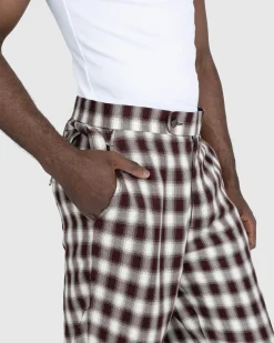 Clearance Bode Shadow Plaid Side-Tie Trousers Brown brownwhite
