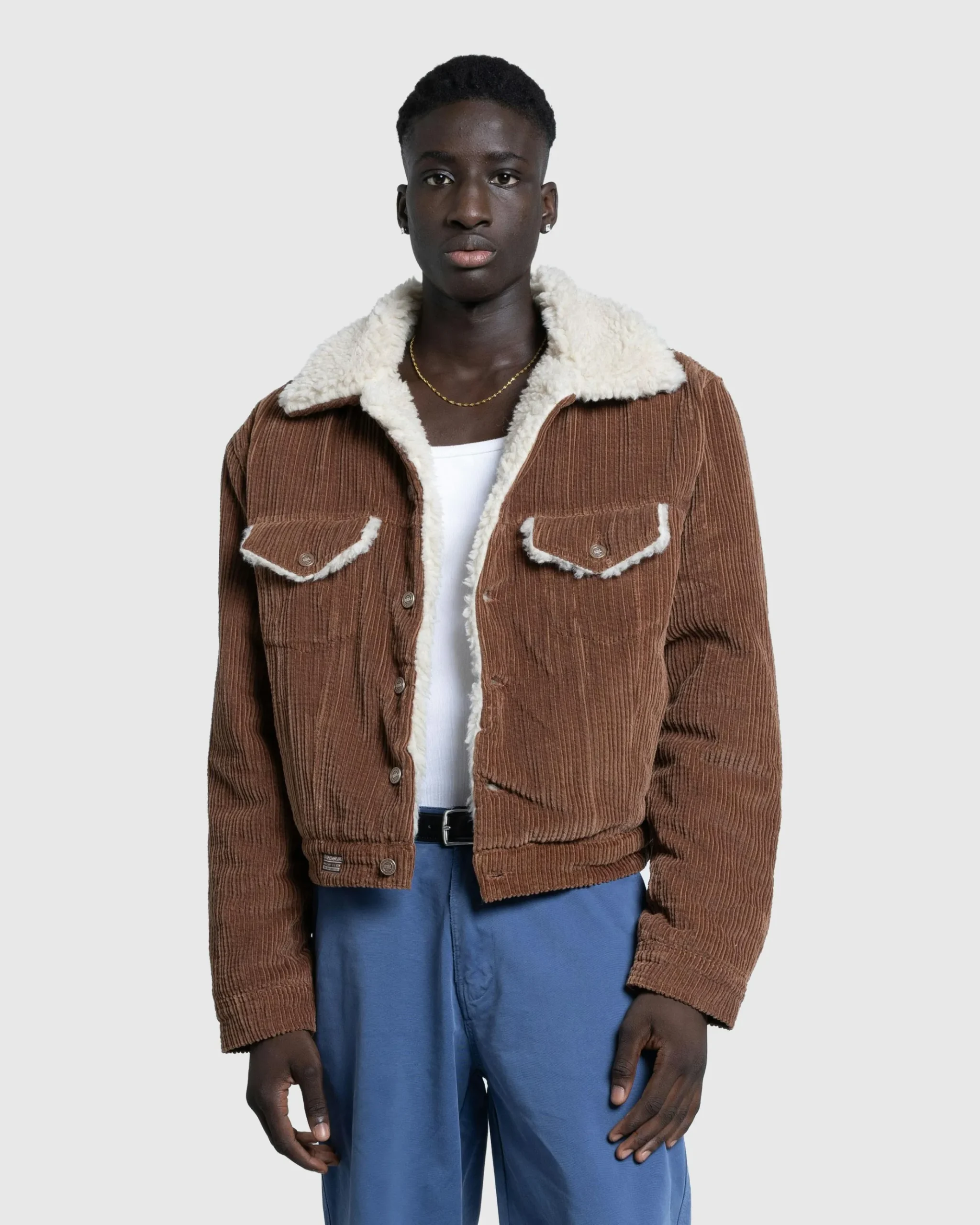 Fashion ERL Sherpa Corduroy Trucker Jacket brown