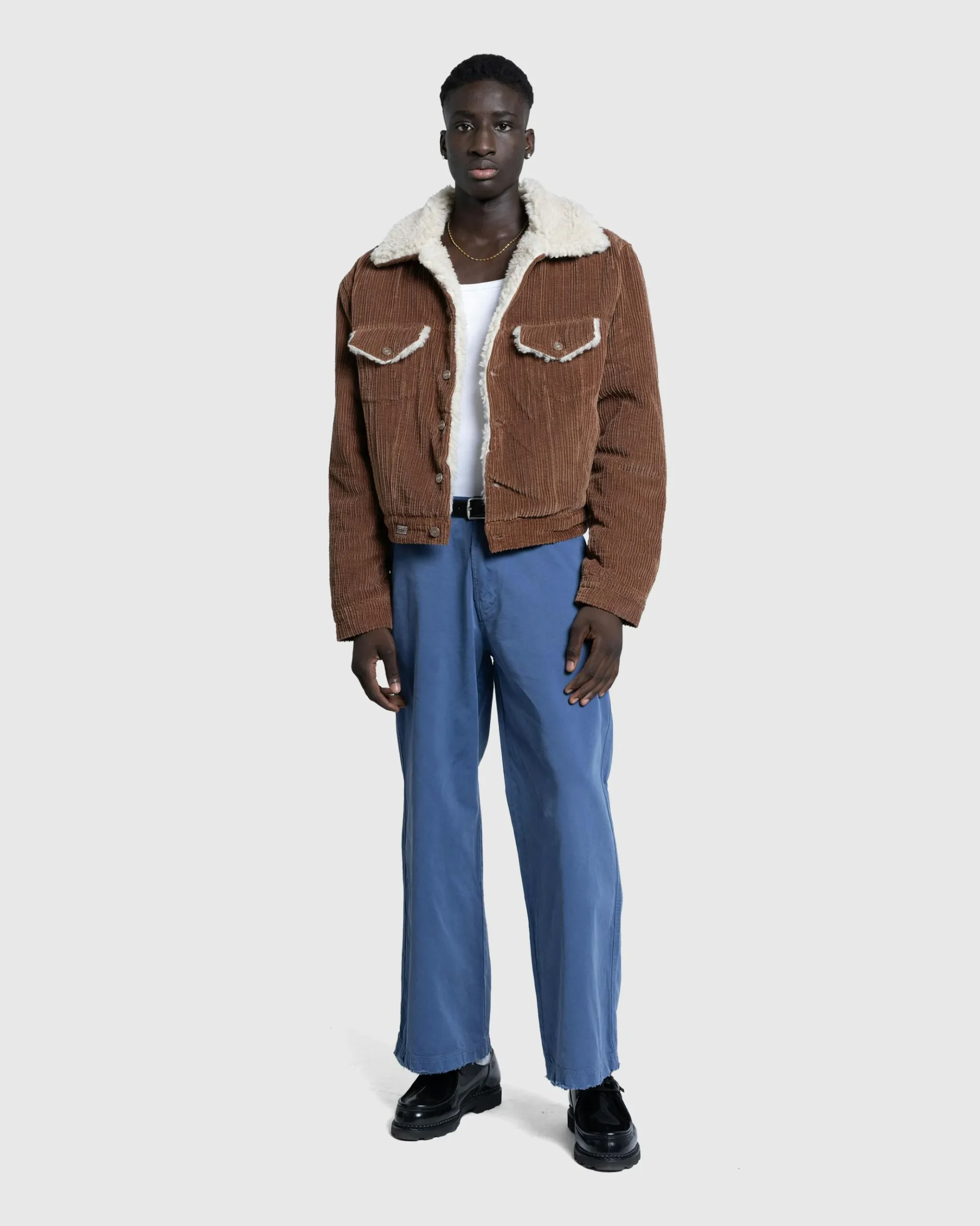 Fashion ERL Sherpa Corduroy Trucker Jacket brown