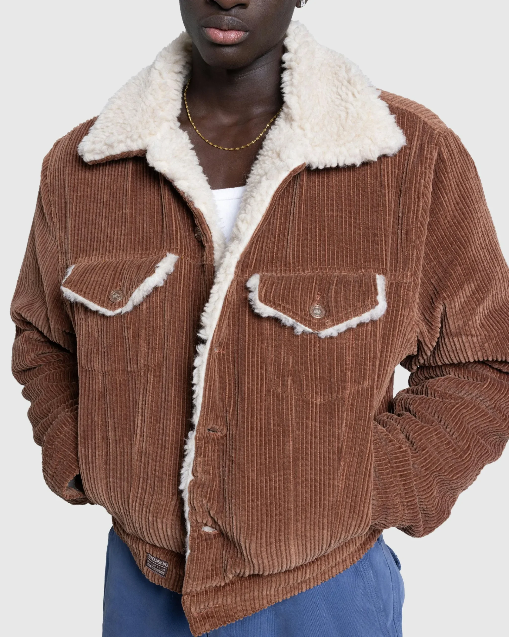 Fashion ERL Sherpa Corduroy Trucker Jacket brown