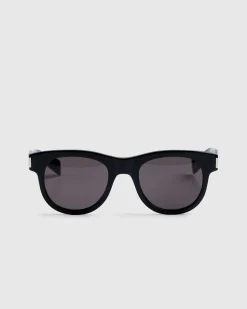 Shop Saint Laurent SL 571 Round Frame Sunglasses Black black-black-black