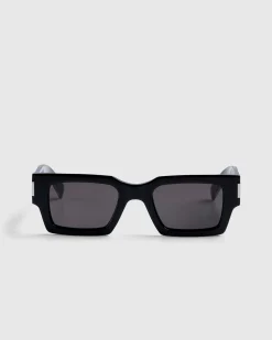 Cheap Saint Laurent SL 572 Square Frame Sunglasses Black/Crystal black-crystal-grey