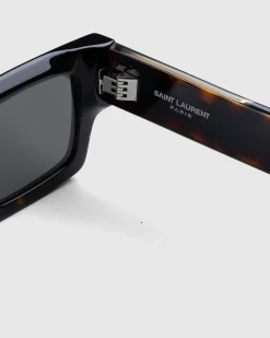 Discount Saint Laurent SL 572 Square Frame Sunglasses Havana/Crystal/Grey havana-crystal-grey