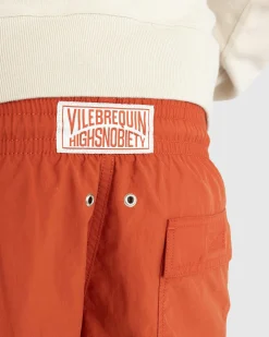 New Vilebrequin Solid Swim Shorts Red Tea redtea