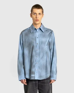 Cheap Y/Project Spray Pinched Logo Shirt Light Blue/Grey lightblue/grey