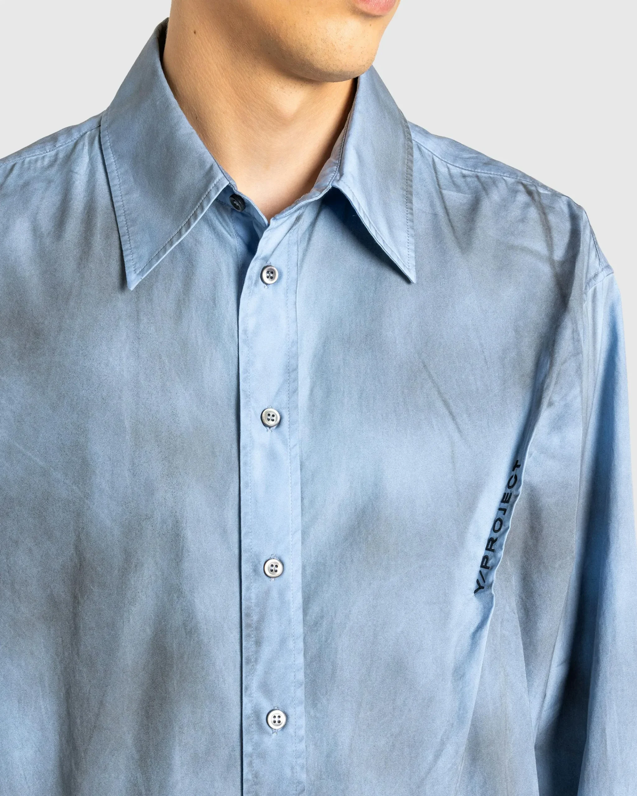 Cheap Y/Project Spray Pinched Logo Shirt Light Blue/Grey lightblue/grey