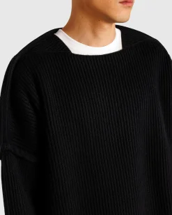 Cheap Jil Sander SQN Long-Sleeve Jumper black