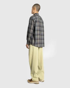 Outlet Auralee Super Light Wool Check Shirt Charcoal Grey charcoalgraycheck