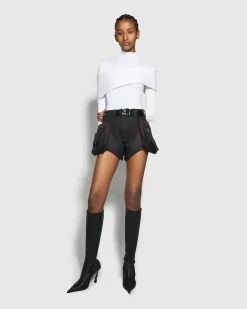 Discount Mugler Technical Fabric Cargo Shorts Black/Dark Chocolate