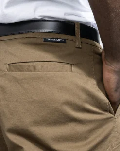 New Trussardi Trouser Shorts Gabardine Piece Dyed teak