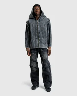 Best Sale Y/Project Velcro Denim Jacket Black Vertical Whiskers blackverticalwhiskers