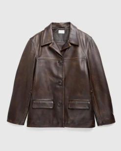 Fashion Guess USA Vintage Leather Jacket Chocolate Mousse f18p