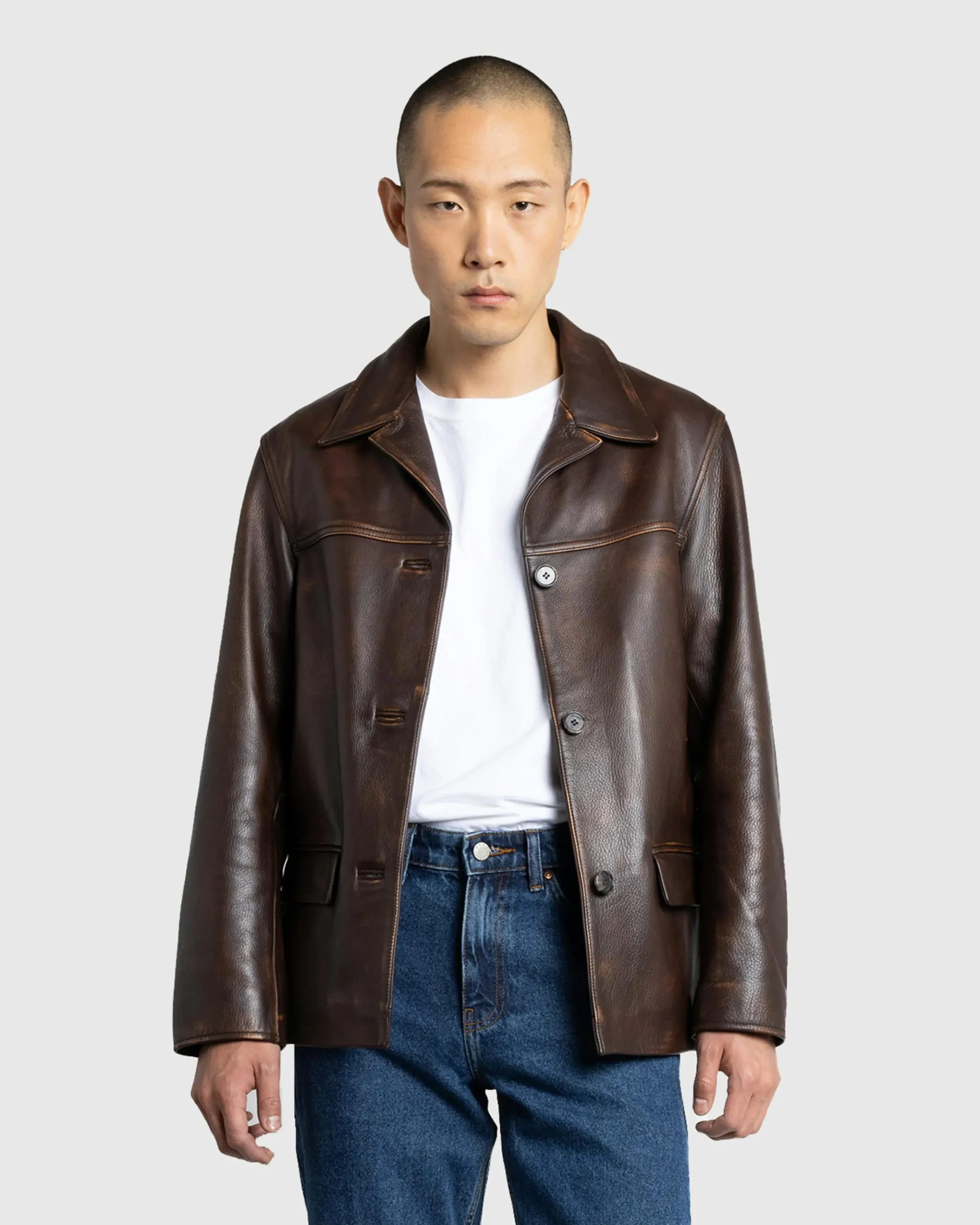 Fashion Guess USA Vintage Leather Jacket Chocolate Mousse f18p