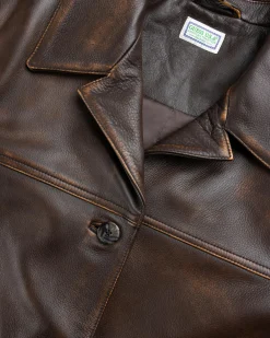 Fashion Guess USA Vintage Leather Jacket Chocolate Mousse f18p