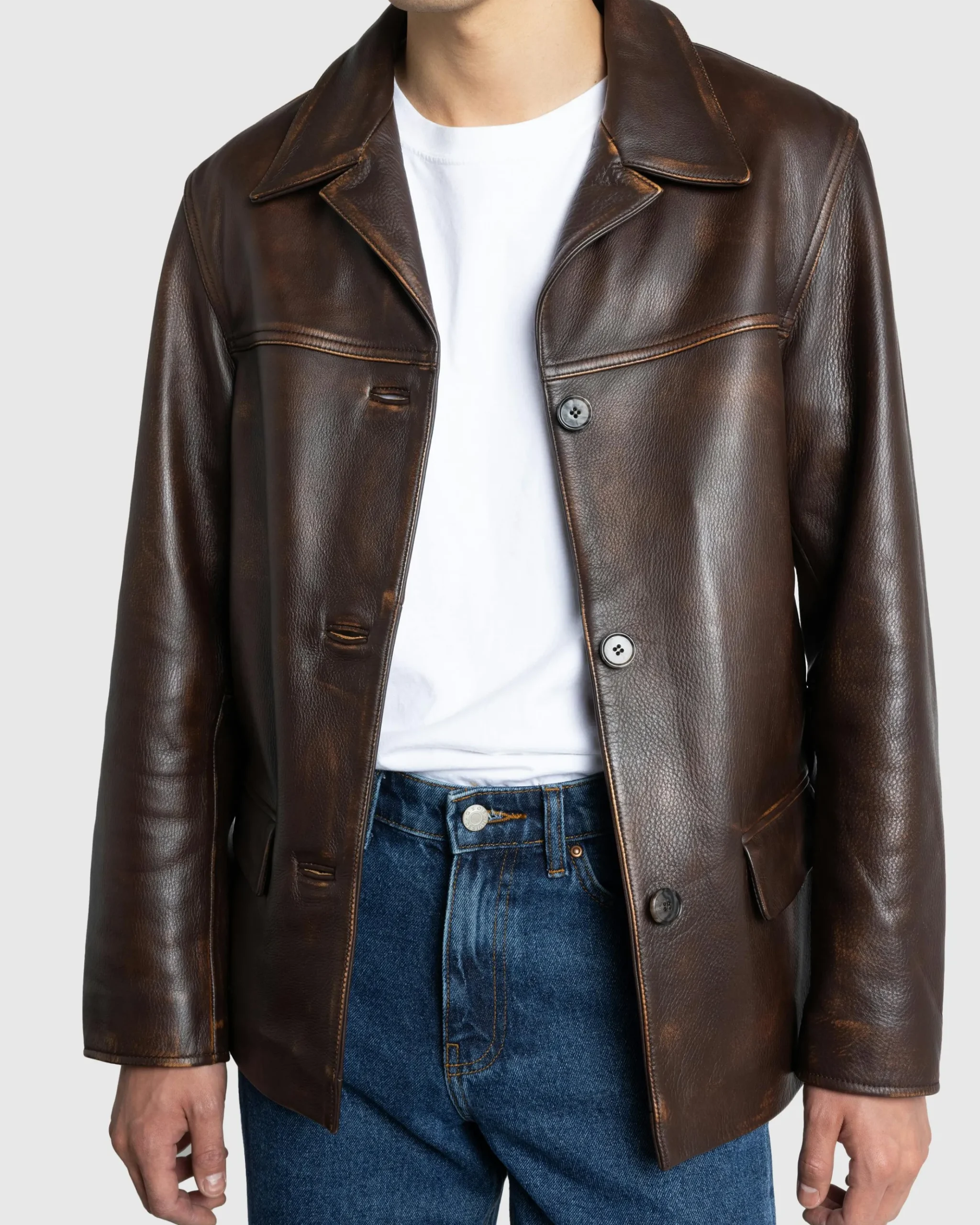 Fashion Guess USA Vintage Leather Jacket Chocolate Mousse f18p