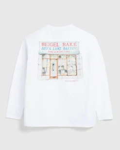 Shop Beigel Bake Watercolor Long-Sleeve Tee white