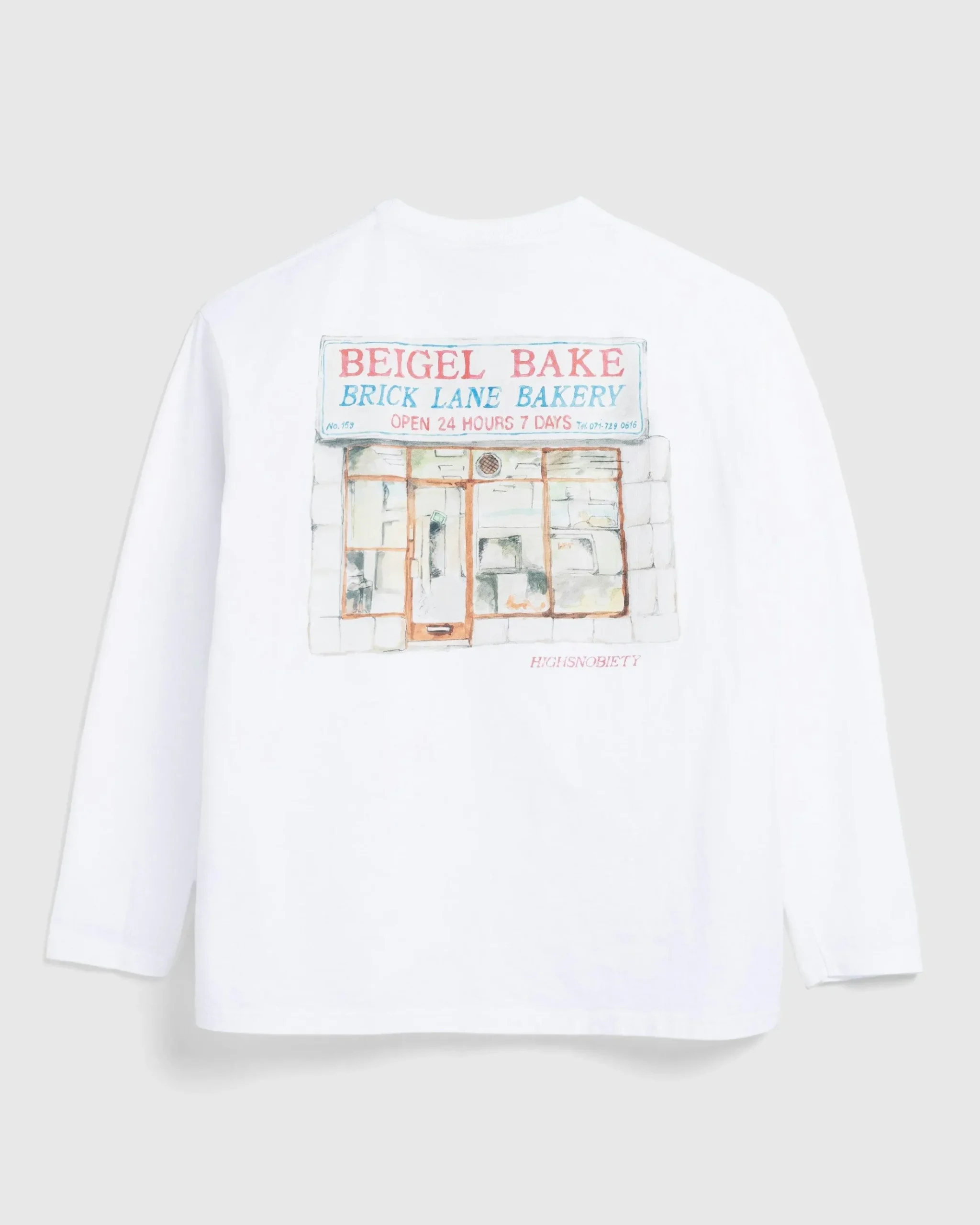 Shop Beigel Bake Watercolor Long-Sleeve Tee white