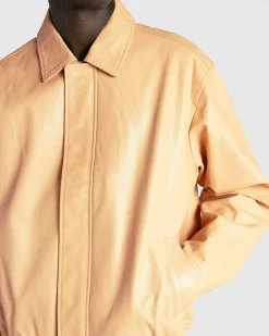 Discount Highsnobiety HS05 Waxed Leather Bomber Sand beige