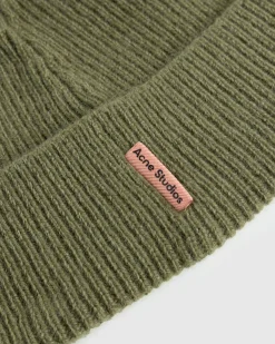 New Acne Studios Wool Cashmere Beanie Olive Green olivegreen