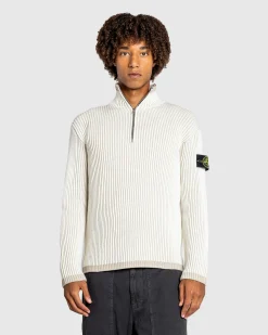 Online Stone Island Wool Half-Zip Sweater natural