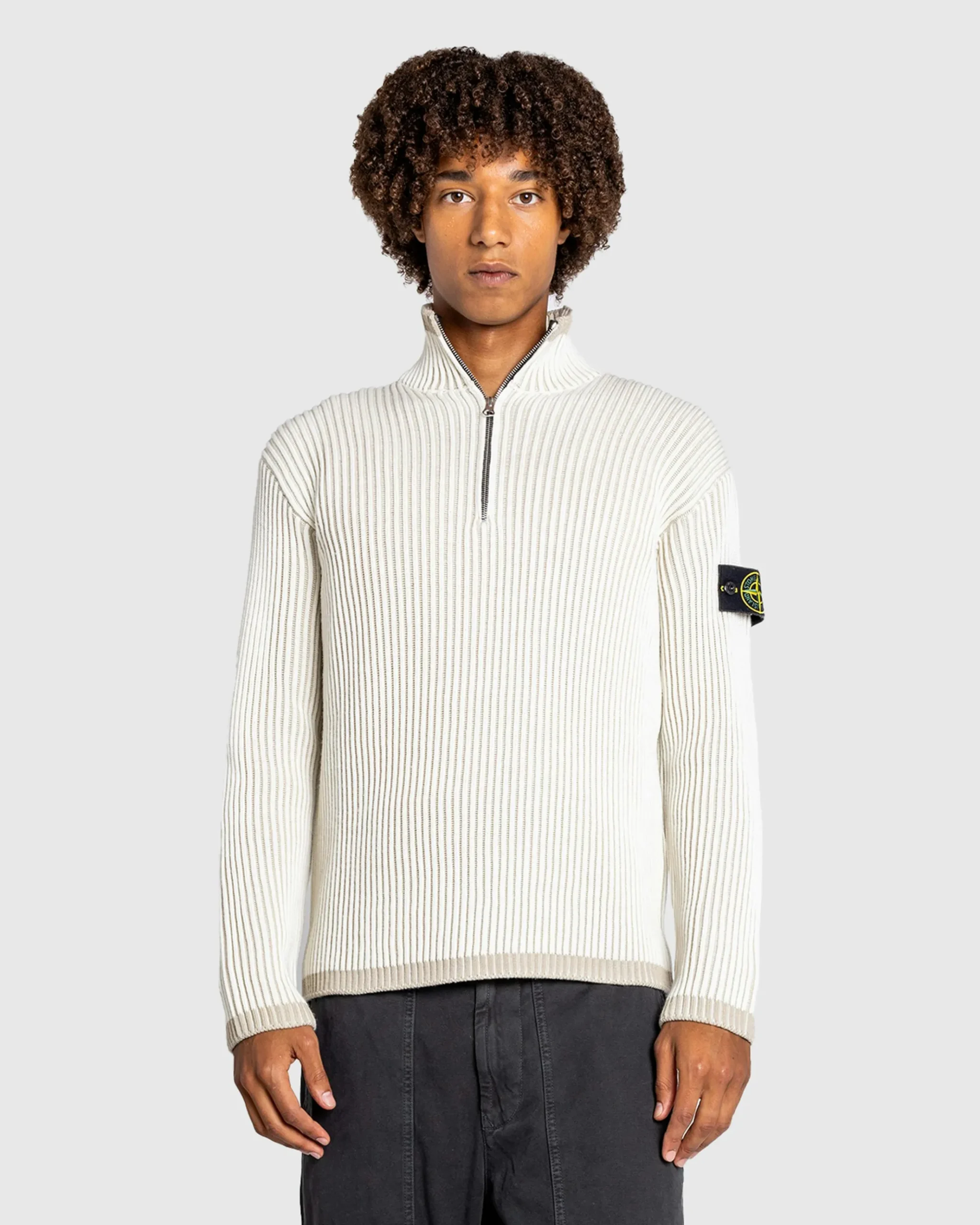 Online Stone Island Wool Half-Zip Sweater natural