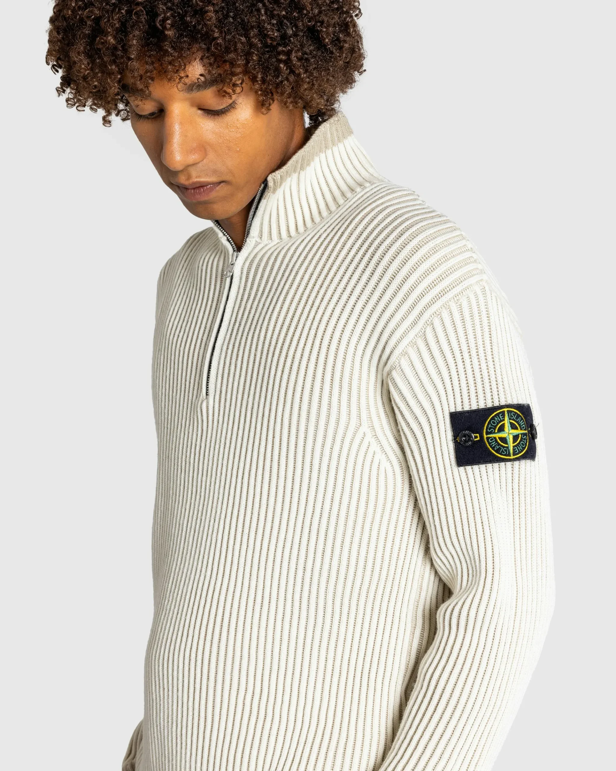 Online Stone Island Wool Half-Zip Sweater natural