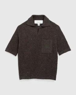 Cheap ERL Wool Polo Sweater Knit Dark Brown darkbrown