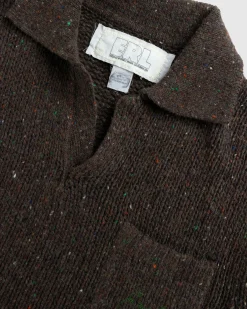 Cheap ERL Wool Polo Sweater Knit Dark Brown darkbrown