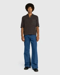 Cheap ERL Wool Polo Sweater Knit Dark Brown darkbrown
