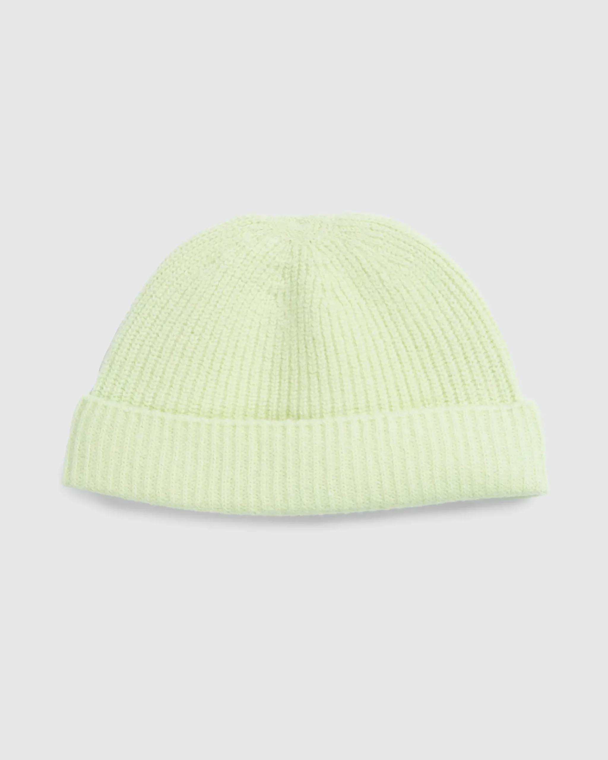 Shop Auralee Wool Soft Cord Knit Cap Light Lime lightlime