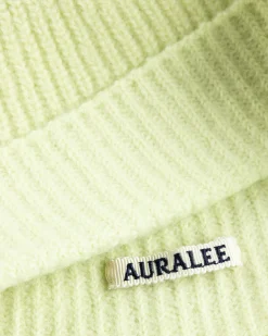 Shop Auralee Wool Soft Cord Knit Cap Light Lime lightlime
