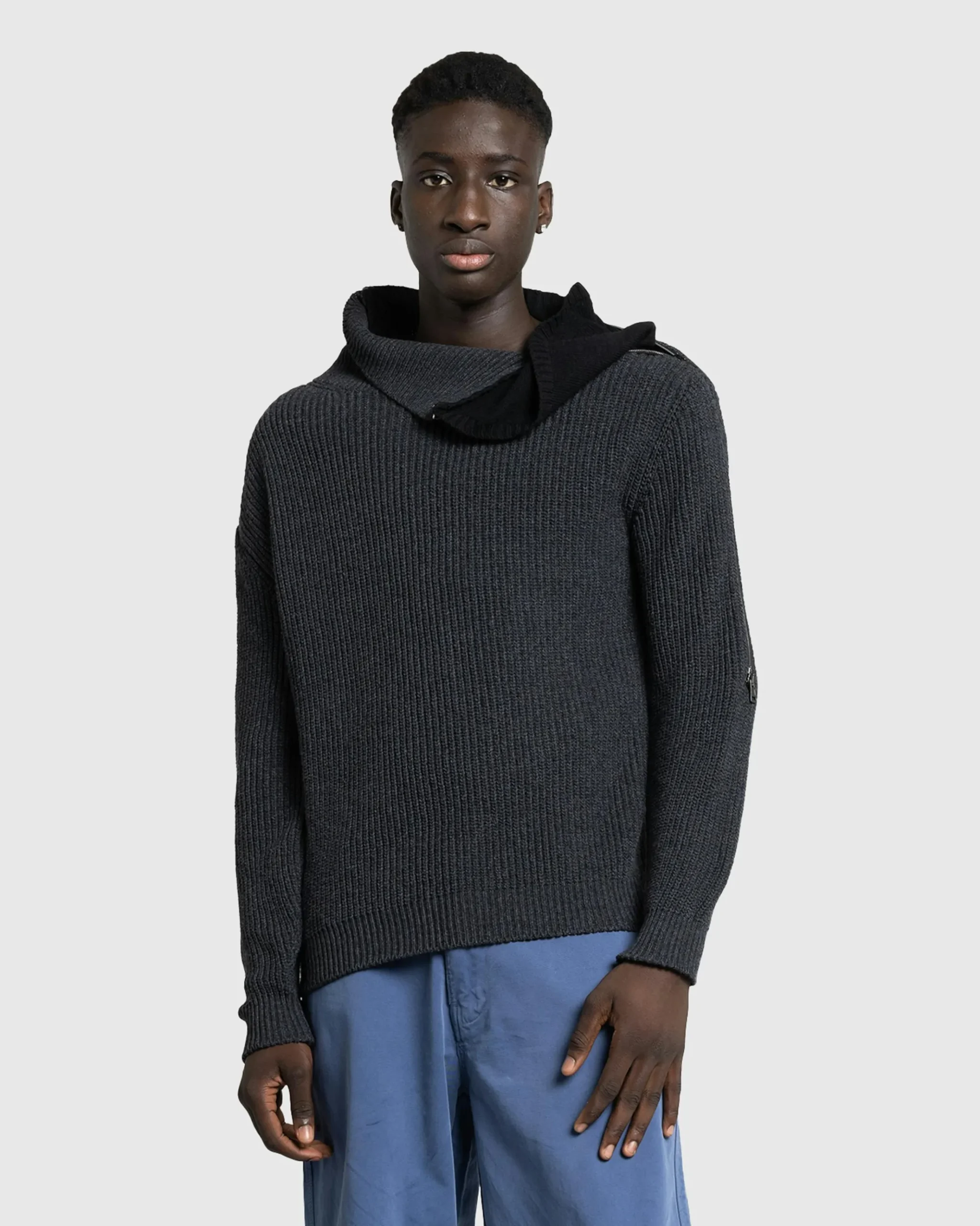 New Y/Project Zip Insert High Neck Pullover Dark Grey darkgrey