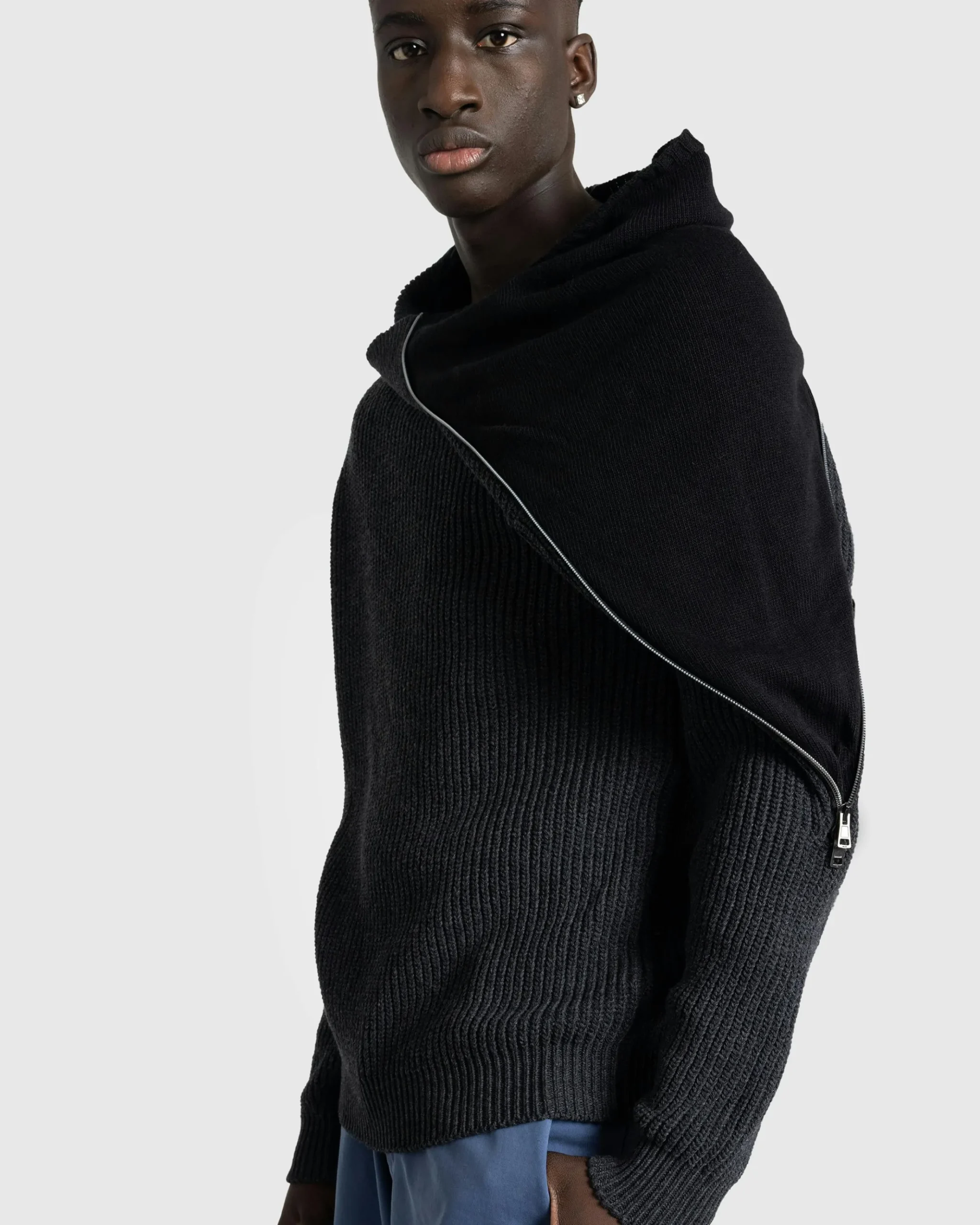 New Y/Project Zip Insert High Neck Pullover Dark Grey darkgrey