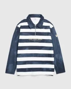 Best Sale Martine Rose Zip Up Polo Navy/White Stripe navy/whitestripe