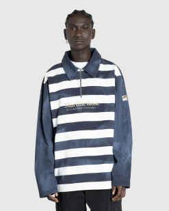 Best Sale Martine Rose Zip Up Polo Navy/White Stripe navy/whitestripe