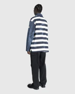 Best Sale Martine Rose Zip Up Polo Navy/White Stripe navy/whitestripe