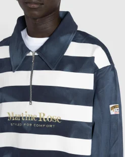 Best Sale Martine Rose Zip Up Polo Navy/White Stripe navy/whitestripe
