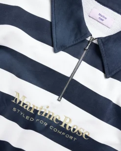 Best Sale Martine Rose Zip Up Polo Navy/White Stripe navy/whitestripe
